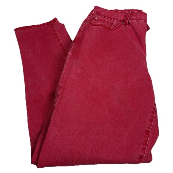 INC International Concepts Sz 12 (Actual 32x29) Boyfriend Faded Red Jeans EUC - Picture 1 of 10